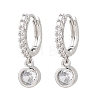 Brass Micro Pave Cubic Zirconia Hoop Dangle Earrings KK-Z166-15P-02-4