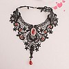 Gothic Alloy Glass Lace Heart Statement Bib Choker Necklaces for Women FS-WGE10D6-02-1