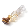 Gradient Color Natural Quartz Crystal & Natural Citrine & Natural Rutilated Quartz & Natural Tiger Eye Chip Beaded Pendants PALLOY-JF02790-08-3