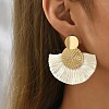 Flat Round with Fan Bohemian Style Iron Tassel Stud Earrings FS-WGA1D99-02-2