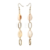 Natural Shell with Oval Ring Dangle Earrings for Girl Women EJEW-JE04662-3