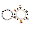 2Pcs Spray Painted Crackle Glass Round Beads Stretch Bracelets BJEW-JB12484-01-5