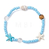 2Pcs Glass Seed and Natural Sea Shell & Aquamarine Stretch & Synthetical Turquoise Beads Bracelets for Women BJEW-TA00708-3
