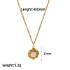 Natural White Jade Flower Pendant 304 Stainless Steel Chain Necklaces for Women FS-WGE9101-04-1