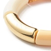 Chunky Curved Tube Beads Stretch Bracelet for Teen Girl Women BJEW-JB06991-02-4