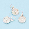 925 Sterling Silver Micro Pave Clear Cubic Zirconia Flower Charms STER-T009-20S-1