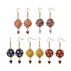 Glass & Dyed Natural Malaysia Jade & Natural Red Jasper/Amethyst/Tiger Eye/Lapis Lazuli/Rhodonite Dangle Earrings EJEW-MZ00814-2