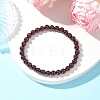 Round Natural Grade AAAA Garnet Beads Stretch Bracelets for Men Women BJEW-JB11825-03-1