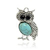 Antique Silver Tone Alloy Synthetic Turquoise Bird Pendants PALLOY-J442-01AS-1