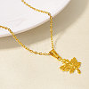 304 Stainless Steel Maple Leaf Pendant Necklaces for Women WG7180D-02-2