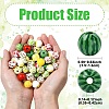 100Pcs 10 Styles Spray Painted Round Natural Schima Wood Beads WOOD-YW0001-85-3