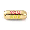 Eco-Friendly Brass Enamel Beads KK-C220-06G-01-1