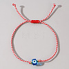 Adjustable Glass Evil Eye Braided Bead Bracelets for Men and Women PI2315-4-1