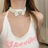 Alloy Pave Imitation Pearl Bowknot Fluffy Plush Choker Necklaces for Women HW5104-1-2