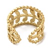 304 Stainless Steel Hollow Leafy Branch Open Cuff Rings for Women RJEW-D012-04G-3