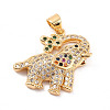 Rack Plating Brass Micro Pave Cubic Zirconia Pendants ZIRC-C035-16G-1