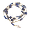 Natural Lapis Lazuli Round and Nuggets Lariat Necklaces NJEW-JN05727-7
