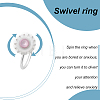 8Pcs 8 Style Flower & Butterfly & Diamond Rhinestone Rotating Open Cuff Rings Set with Glass RJEW-AN0001-12-7
