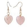 Natural Rose Quartz Heart Dangle Earrings EJEW-JE04948-01-2