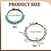 Bohemian Synthetic Turquoise & Brass Bell Tassel Braided Waxed Cord Anklets & Bracelets for Women SJEW-PH0001-30-2