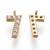 Brass Micro Pave Clear Cubic Zirconia Charms ZIRC-L075-60A-07G-1