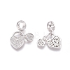 Brass Micro Pave Cubic Zirconia European Dangle Charms ZIRC-E163-13P-1