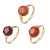 Natural Agate(Dyed & Heated) Copper Wire Finger Rings RJEW-JR01075-2