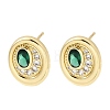 Brass Micro Pave Cubic Zirconia Stud Earrings EJEW-G471-13G-03-4