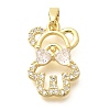 Rack Plating Brass Micro Pave Clear Cubic Zirconia Pendants KK-M309-39F-G-1