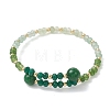 Dyed Natural Malaysia Jade & Brass Beaded Bangles for Women BJEW-JB13343-01-2
