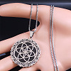 201 Stainless Steel Flower of Life Pendant Box Chain Necklaces for Women FS-WGA65E4-01-5
