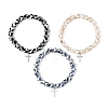 3Pcs 3 Colors Tibetan Style Turtle Back Pattern dZi Round Beaded Stretch Bracelet Sets BJEW-JB14420-3