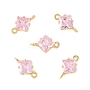Brass Pave Cubic Zirconia Rhombus Connector Charms KK-P347-04G-01-1