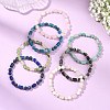 Natural Gemstone & Brass Beaded Stretch Bracelets for Women Men BJEW-JB13826-1