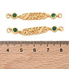Brass & Natural Green Onyx Agate(Dyed & Heated) Hollow Oval with Flower Links Connector Charms KK-D113-05G-3