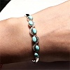 Oval Synthetic Turquoise Beaded Hinged Bangles BJEW-C146-03-3