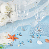 Beach Ocean Theme Alloy Wine Glass Charms AJEW-SC0002-41-4