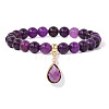 Natural Dyed Quartz Beaded Stretch Bracelets PW-WGB60EB-08-1-1