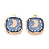 Printed Style 304 Stainless Steel Square Pendants STAS-T071-25D-G-1