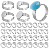 48Pcs 4 Styles Adjustable 304 Stainless Steel Finger Rings Components STAS-PH0007-36-1