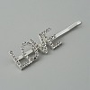 Word LOVE Alloy Rhinestone Hair Bobby Pins FIND-WH0152-34B-S-1