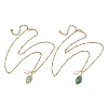 Rice Natural Pearl & Natural Green Fluorite Faceted Horse Eye Pendant 304 Stainless Steel Satellite Chain Necklaces for Women NJEW-JN06261-01-2