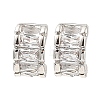 Brass Pave Clear Cubic Zirconia Curved Rectangle Stud Earrings for Women EJEW-G362-10P-1