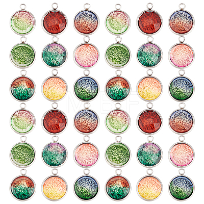 36Pcs 9 Colors Printed Resin Pendants FIND-DC0001-22-1