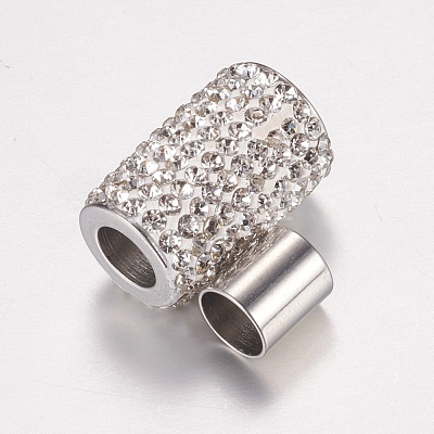 304 Stainless Steel Rhinestone Magnetic Clasps with Glue-in Ends RB-K005-01-1