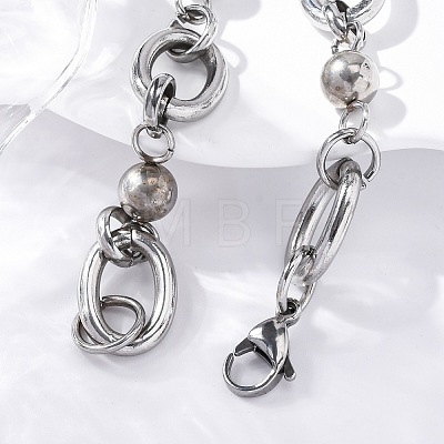 Tarnish Resistant 304 Stainless Steel Round Link Chain Bracelets BJEW-I293-01P-1