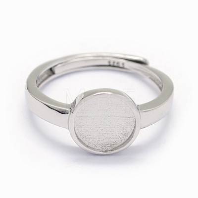 Anti-Tarnish Rhodium Plated 925 Sterling Silver Finger Ring Components STER-E061-01C-P-1