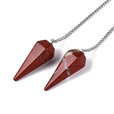 Natural Red Jasper Dowsing Pendulum Pendants AJEW-N005-01D-1