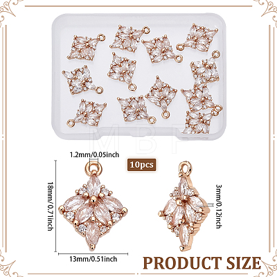 10Pcs Brass Micro Pave Cubic Zirconia Pendants KK-BC0014-59-1