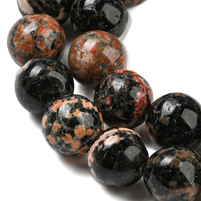 Natural Red Snowflake Obsidian Round Beads Strands G-P503-8MM-06-1